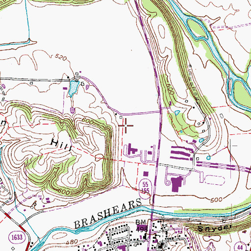 Topographic Map of Spencer County Ambulance Service, KY