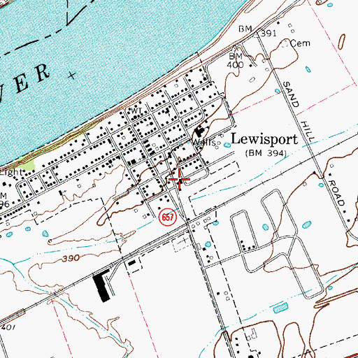 Topographic Map of Hancock County Emergency Ambulance Service - Lewisport, KY