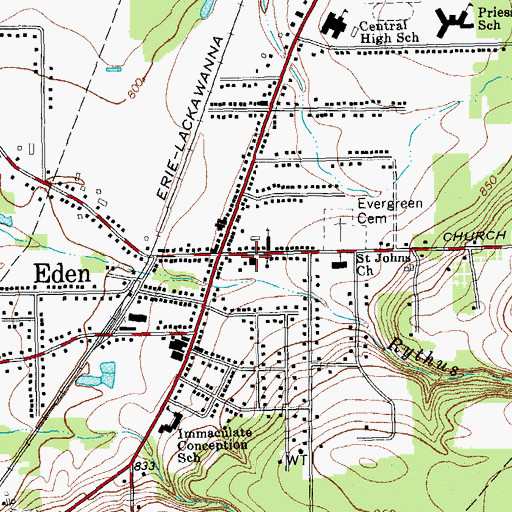 Topographic Map of Eden Emergency Squad, NY
