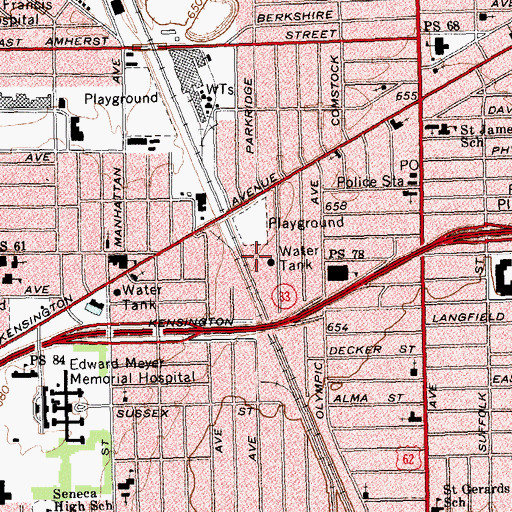 Topographic Map of Rural Metro Ambulance Service, NY
