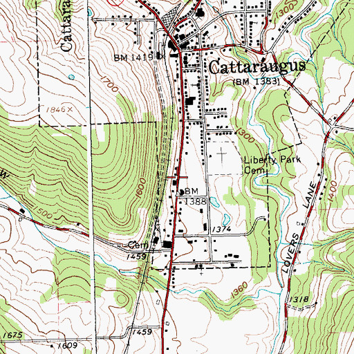 Topographic Map of Cattaraugus Area Ambulance Service, NY