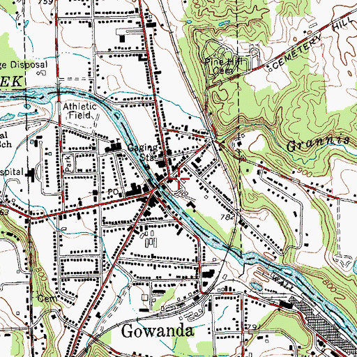 Topographic Map of Gowanda Ambulance Service, NY