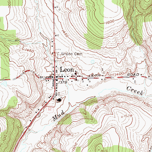Topographic Map of Leon Fire Company 1 and Ambulance, NY