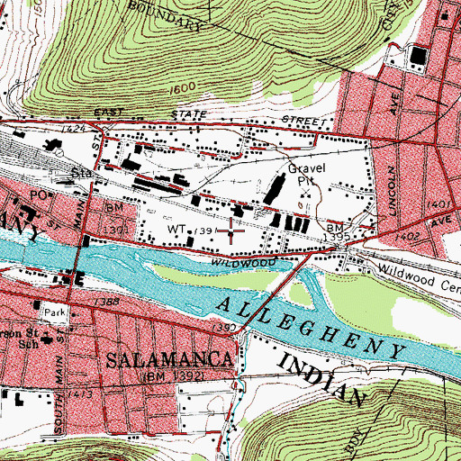Topographic Map of Salamanca Ambulance Service, NY