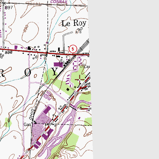 Topographic Map of Leroy Volunteer Ambulance Services, NY