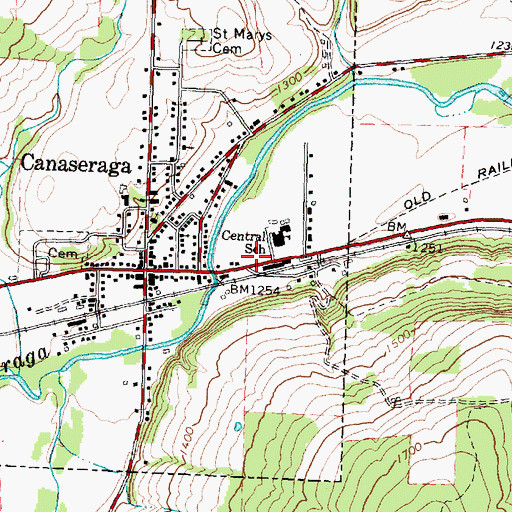 Topographic Map of Canaseraga Fire Company, NY