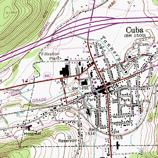 Topographic Map of Cuba Ambulance Service, NY