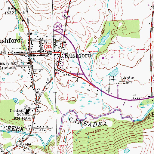 Topographic Map of Rushford Fire District Rescue Squad, NY