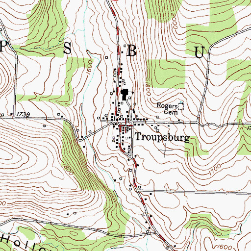 Topographic Map of Troupsburg Volunteer Fire Department Ambulance Corps, NY