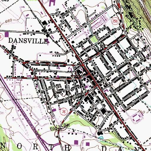Topographic Map of Dansville Ambulance Company, NY