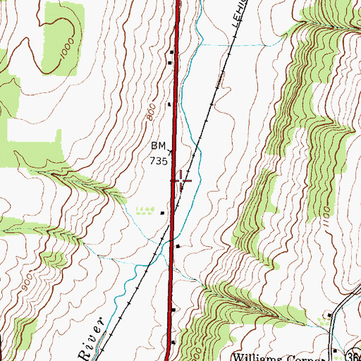 Topographic Map of Middlesex Valley Volunteer Ambulance Service, NY