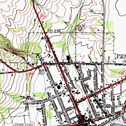 Topographic Map of Penn Yan Area Volunteer Ambulance Corps, NY