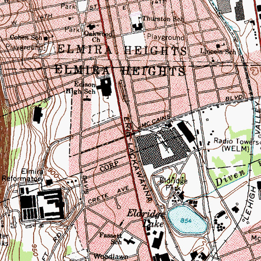 Topographic Map of Erway Ambulance Service, NY