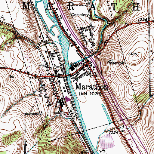 Topographic Map of Marathon Area Volunteer Ambulance Corps, NY