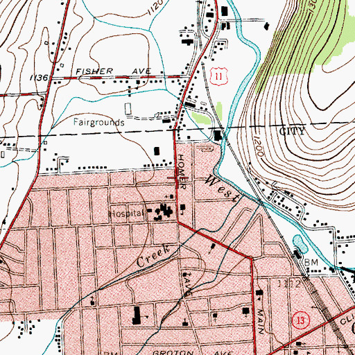 Topographic Map of TLC Emergency Medical Services, NY