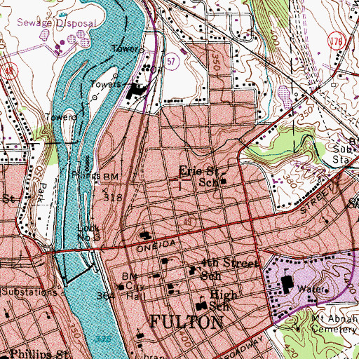 Topographic Map of Oswego County Ambulance Service, NY