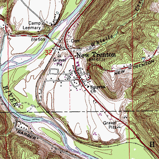 Topographic Map of Franklin County Emergency Medical Services Station 4, IN