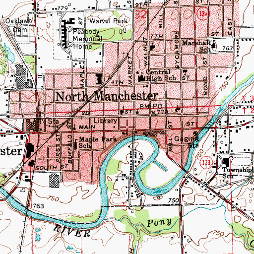 Topographic Map of LifeMed Emergency Medical Services, IN