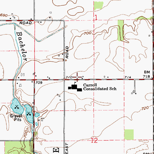 Topographic Map of Carroll County Emergency Medical Services, IN