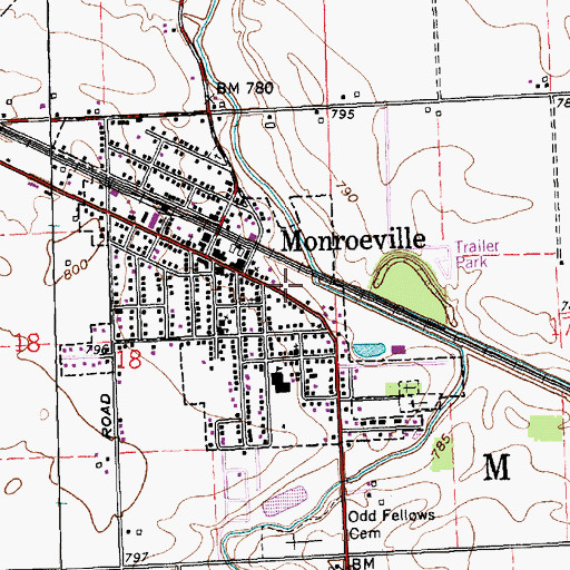 Topographic Map of Monroeville Emergency Medical Services, IN