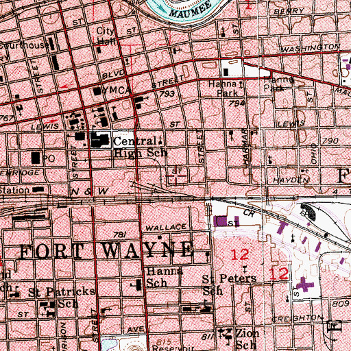 Topographic Map of Three Rivers Ambulance Service, IN