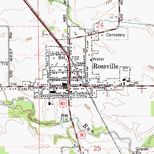 Topographic Map of Rossville Volunteer Ambulance Service, IN