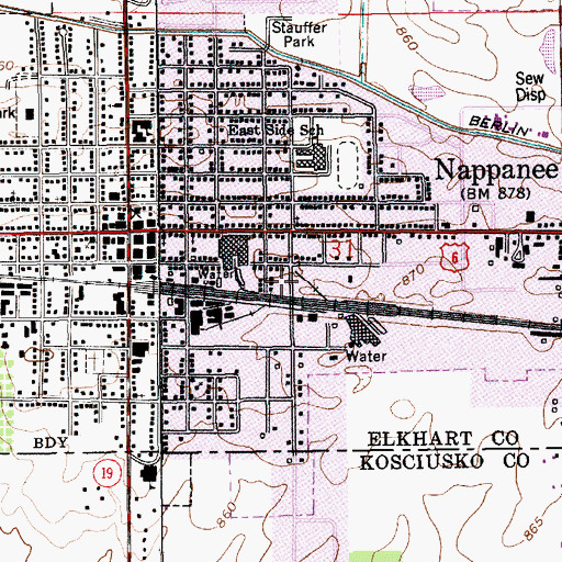 Topographic Map of Tri - County Ambulance Service, IN