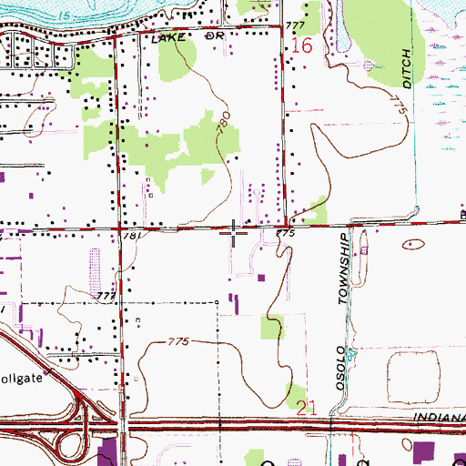 Topographic Map of Osolo Emergency Medical Services, IN