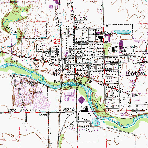 Topographic Map of Eaton EMT, IN