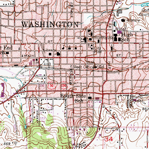 Topographic Map of Southwest Medical Services, IN