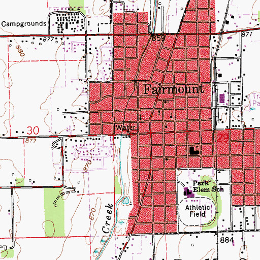 Topographic Map of Grant County Emergency Medical Services - Fairmount Medic 7, IN