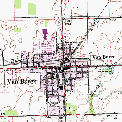Topographic Map of Grant County Emergency Medical Services - Van Buren Medic 6, IN