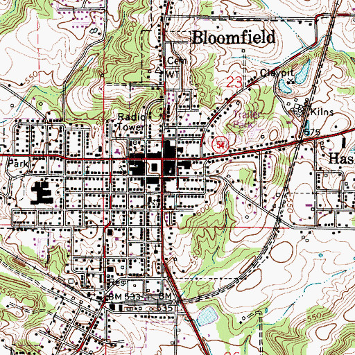 Topographic Map of Greene County Ambulance Service, IN