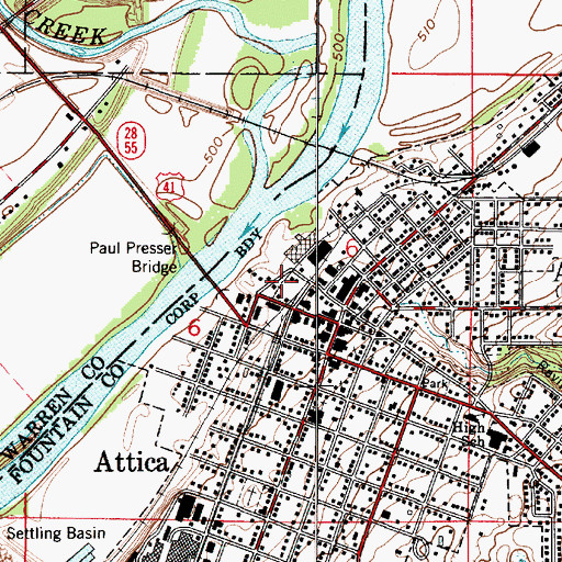 Topographic Map of Fountain Ambulance, IN