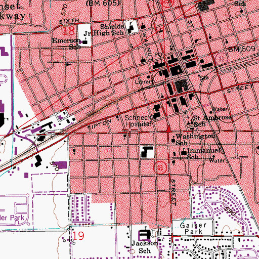 Topographic Map of Jackson County Emergency Medical Services, IN