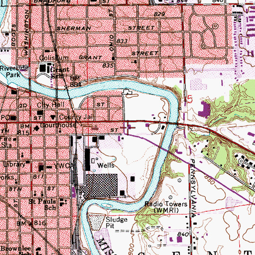 Topographic Map of Able Ambulance, IN