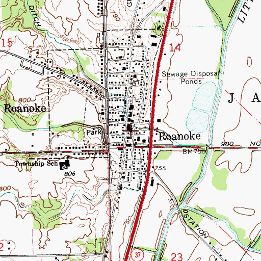 Topographic Map of Parkview Hospital Emergency Medical Services, IN