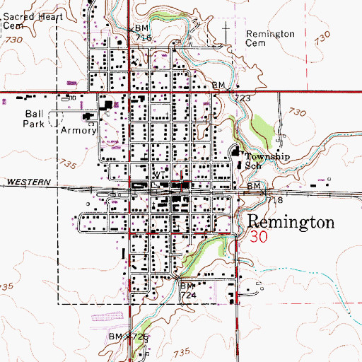 Topographic Map of Southern Jasper County Ambulance Service, IN