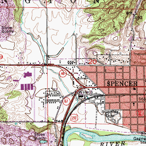 Topographic Map of Owen County Emergency Medical Services, IN