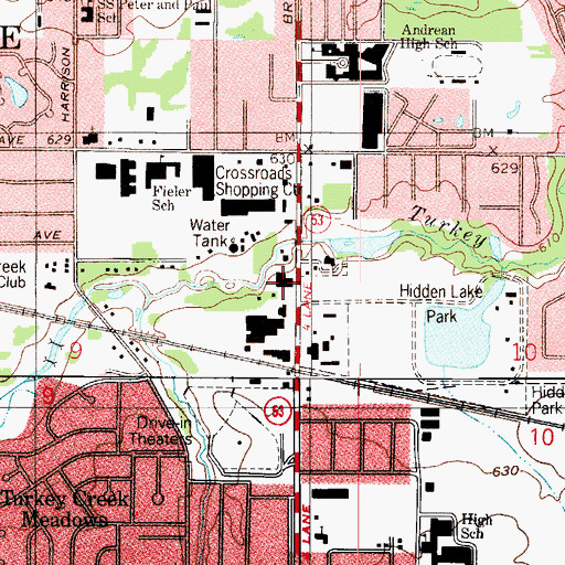 Topographic Map of Prompt Ambulance Service, IN