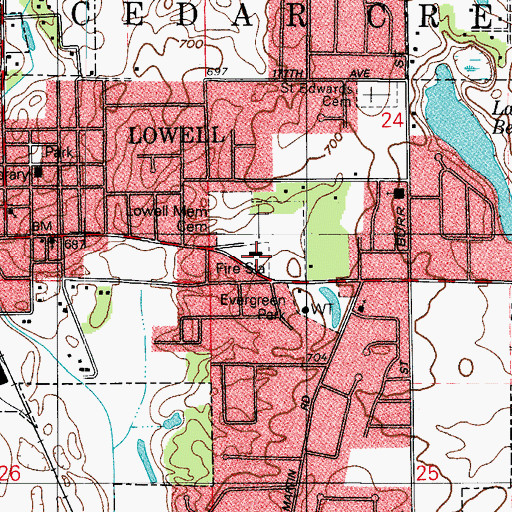 Topographic Map of Tri - Creek Emergency Medical Services, IN