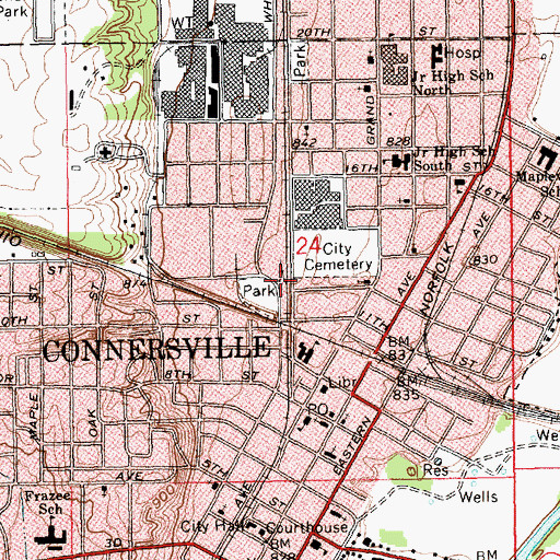 Topographic Map of Fayette County Emergency Medical Services, IN