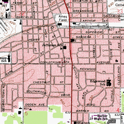 Topographic Map of LaPorte County Emergency Medical Services - Michigan City, IN