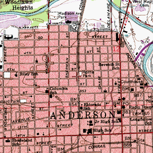 Topographic Map of Emergency Medical Ambulance Service of Madison County, IN