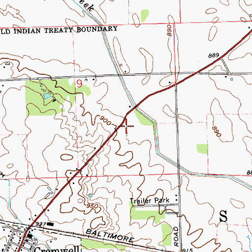Topographic Map of Noble County Emergency Medical Services - Cromwell Quarters, IN