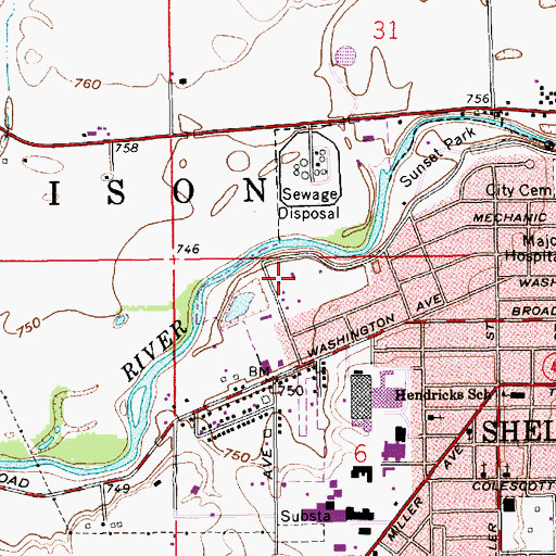 Topographic Map of Emergency Medical Ambulance Service of Shelby County, IN