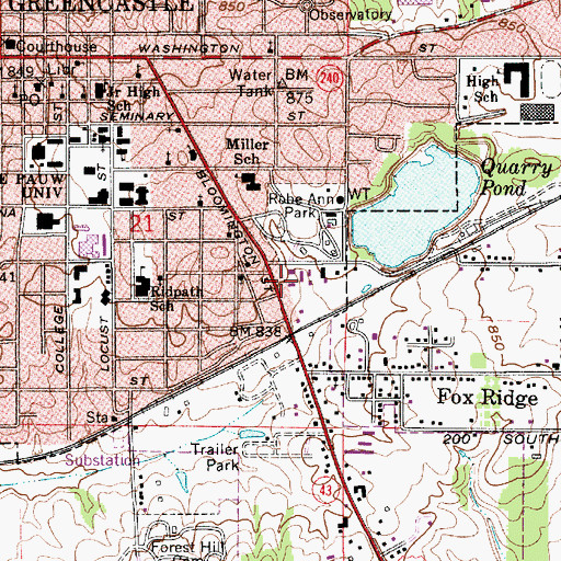 Topographic Map of Putnam County Operation Life Emergency Medical Response, IN
