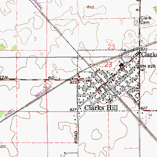 Topographic Map of Lauramie Township Emergency Medical Services, IN