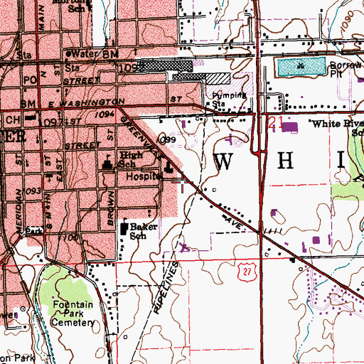 Topographic Map of Randolph County Emergency Medical Services, IN