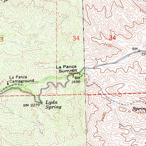 Topographic Map of La Panza Summit, CA